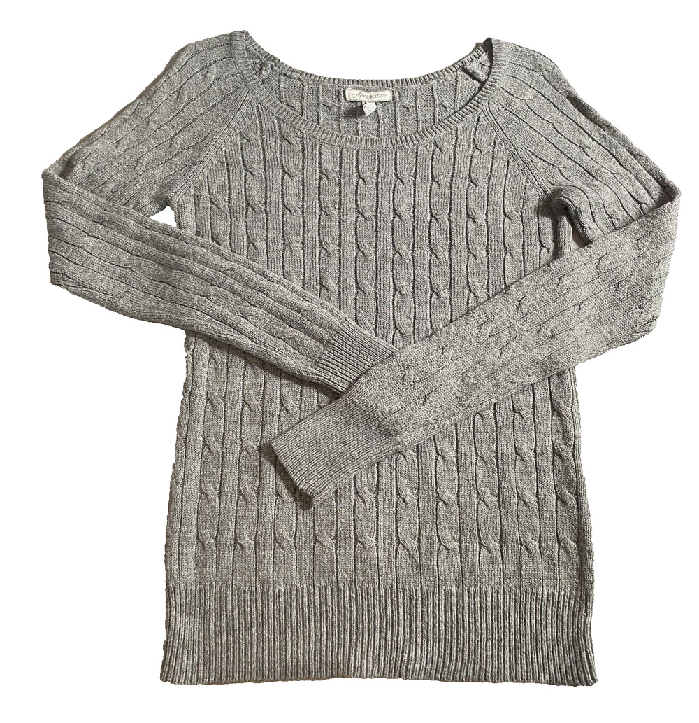 VTG Y2K Aeropostale Gray Cable Knit Sweater Top Size Large Hong Kong